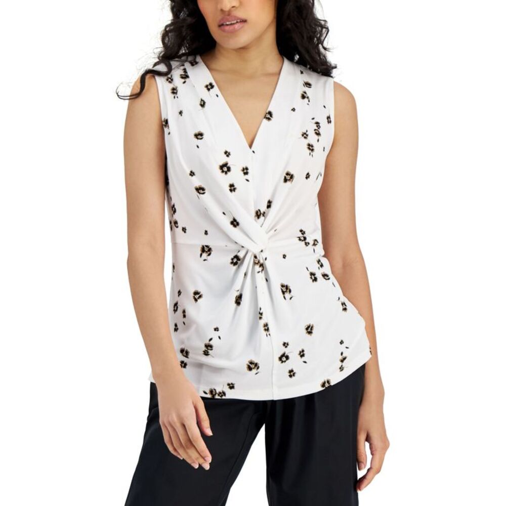 Alfani Printed Twist Front Sleeveless Top